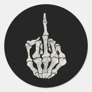 Skeleton Hand Middle Finger For Off Vintage Skull  Classic Round Sticker