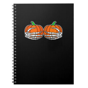 Skeleton Hand On Chest Pumpkin Halloween Women Notebook