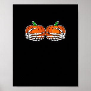 Skeleton Hand On Chest Pumpkin Halloween Women Poster