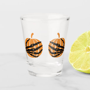 Skeleton Hand on Pumpkin Booty Funny Halloween  Shot Glass