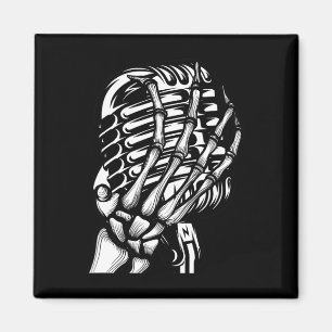 Skeleton Hand On The Mic Rock And Roll s Band Tees Magnet