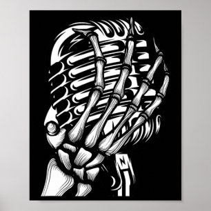 Skeleton Hand On The Mic Rock And Roll s Band Tees Poster