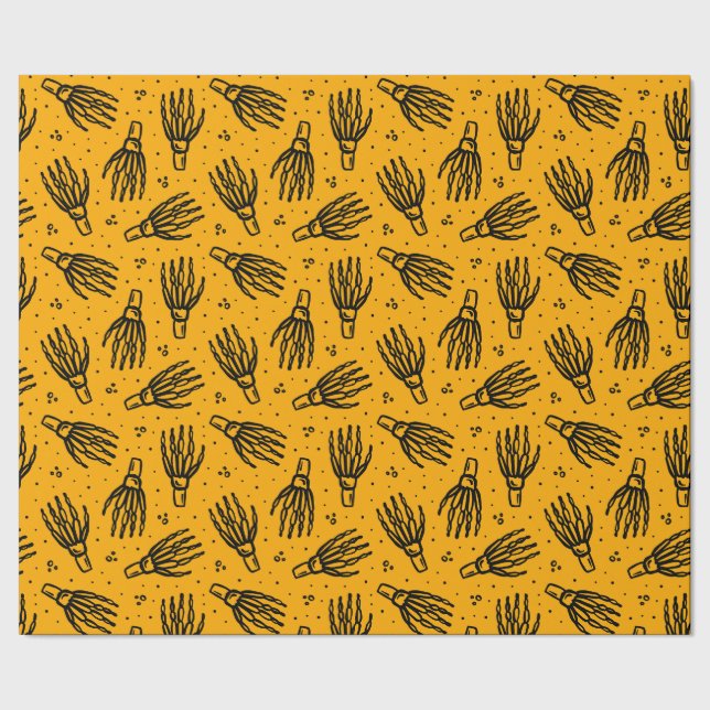 Skeleton hand pattern. wrapping paper (Seam)