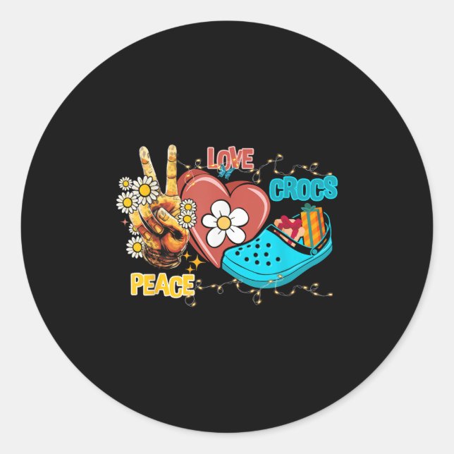 Skeleton Hand Peace Love-crocs Family Xmas Pyjama  Classic Round Sticker (Front)