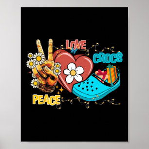 Skeleton Hand Peace Love-crocs Family Xmas Pyjama Poster