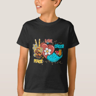 Skeleton Hand Peace Love-crocs Family Xmas Pyjama  T-Shirt