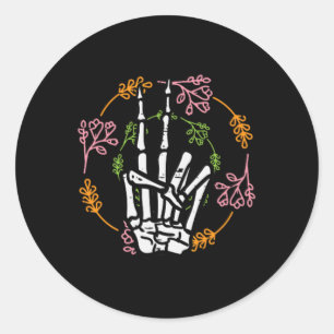 Skeleton Hand Peace Pocket Halloween Costume Men W Classic Round Sticker
