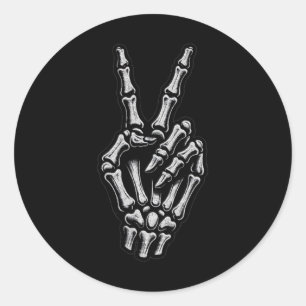 Skeleton Hand Peace Sign Bone 1 Classic Round Sticker