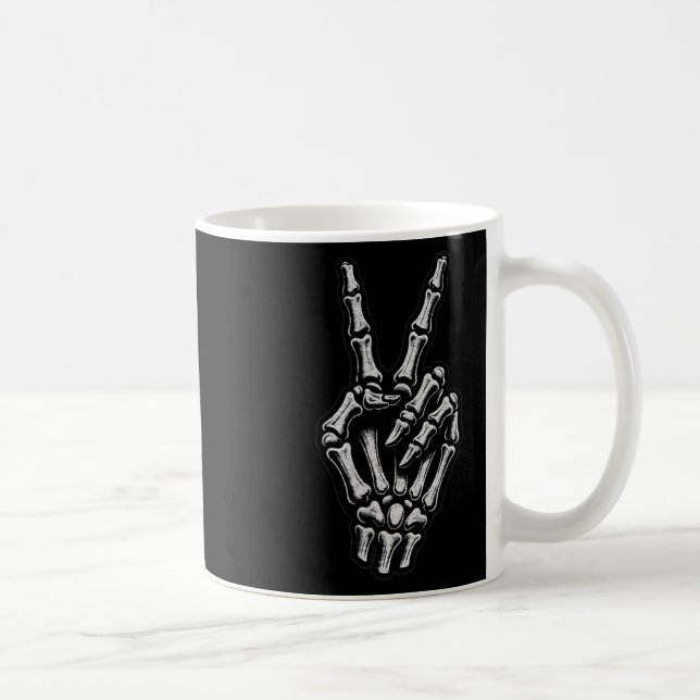 Skeleton Hand Peace Sign Bone 1  Coffee Mug (Right)