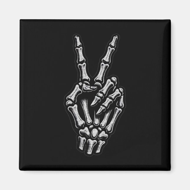 Skeleton Hand Peace Sign Bone 1  Magnet (Front)