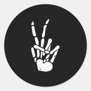 Skeleton Hand Peace Sign Bone  Classic Round Sticker
