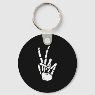 Skeleton Hand Peace Sign Bone Key Ring