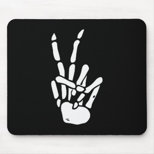 Skeleton Hand Peace Sign Bone  Mouse Mat (Front)