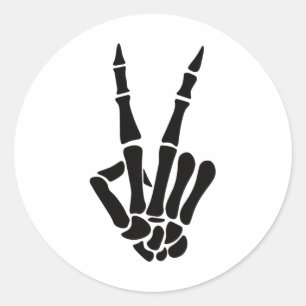 Skeleton Hand Peace Sign Bones Halloween Skeleton Classic Round Sticker