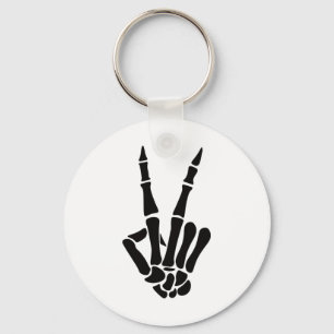 Skeleton Hand Peace Sign Bones Halloween Skeleton Key Ring