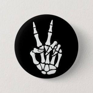 Skeleton Hand Peace Sign Cool Halloween 6 Cm Round Badge