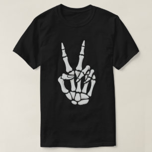 Skeleton Hand Peace Sign Cool Halloween T-Shirt