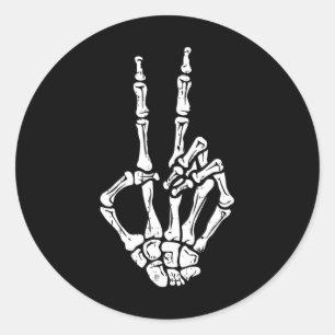 Skeleton Hand Peace Sign Halloween Costume Bones Classic Round Sticker
