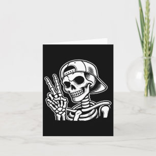 Skeleton Hand Peace Sign Retro Halloween Skeleton Card