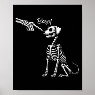 Skeleton Hand Petting Dog Cute Puppy Halloween Poster