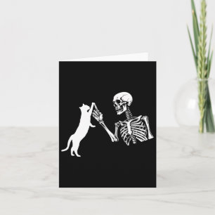 Skeleton Hand Playing Cat Fun Halloween Costume Sk Card