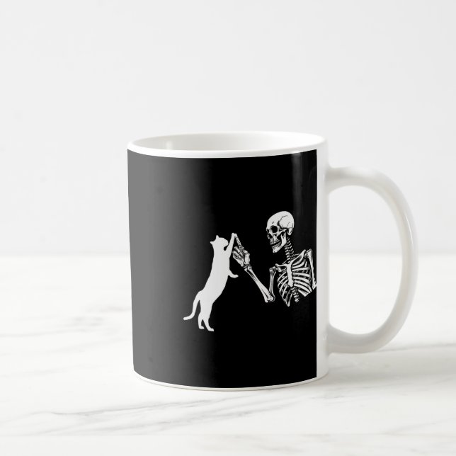 Skeleton Hand Playing Cat Fun Halloween Costume Sk Coffee Mug (Right)