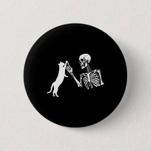 Skeleton Hand Playing Cat Funny Halloween Costume  6 Cm Round Badge