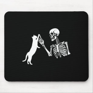 Skeleton Hand Playing Cat Funny Halloween Costume Mouse Mat