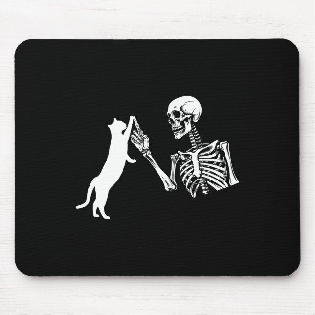 Skeleton Hand Playing Cat Funny Halloween Costume  Mouse Mat (Front)