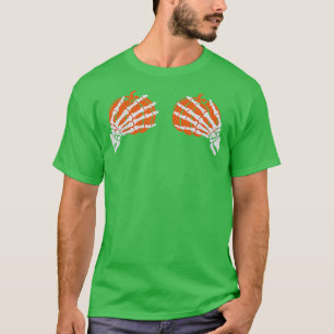 Skeleton Hand Pumpkin Bra Costume Funny Halloween7 T-Shirt