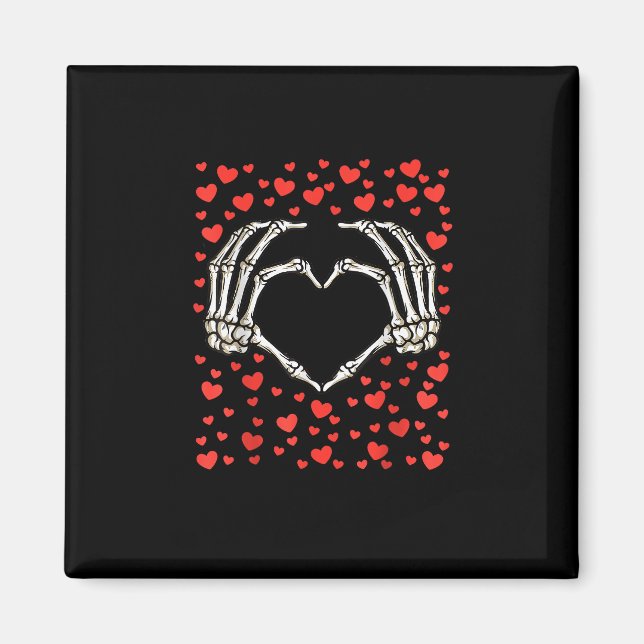 Skeleton Hand Red Heart Birthday Valentines Day Magnet (Front)