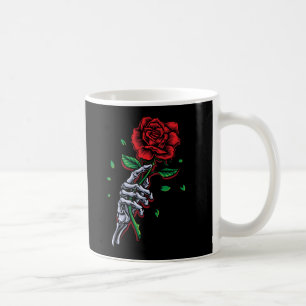 Skeleton Hand Red Rose Flower Coffee Mug