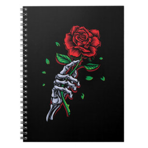 Skeleton Hand Red Rose Flower Notebook