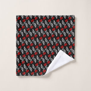 Skeleton Hand Red Rose Happy Halloween Valentine Wash Cloth