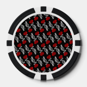 Skeleton Hand Red Rose Happy Valentines Day Poker Chips