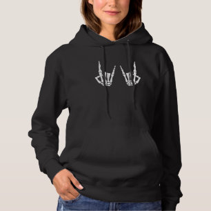 Skeleton Hand Rock On Rock Skeleton Rocker Graphic Hoodie