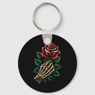 Skeleton Hand Rose Graphic Key Ring