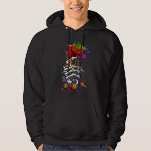 Skeleton Hand Rose Red Flower Gothic LGBT Skull Hoodie