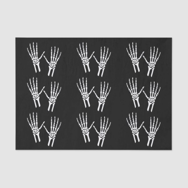 Skeleton Hand Silhouettes On Black Halloween Tissue Paper (Front)
