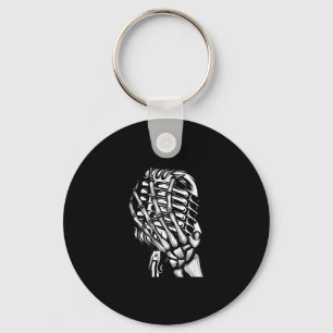 Skeleton Hand Singing From The Microphone Rock Lov Key Ring
