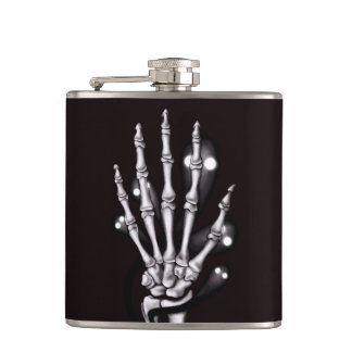 Skeleton Hand Spooky Goth Anatomy Hip Flask