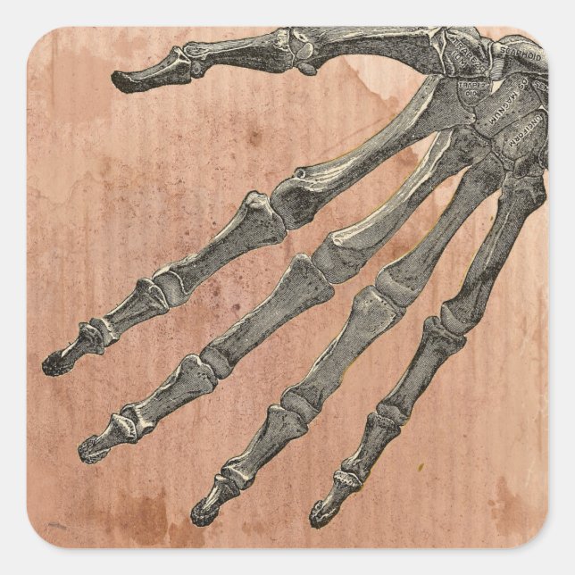 Skeleton Hand Square Sticker (Front)
