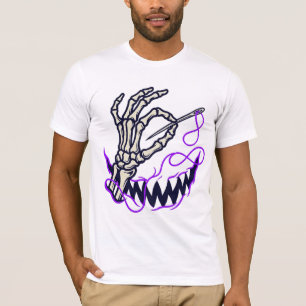 Skeleton Hand Threading Needle Shirt Gothic Craft