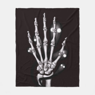 Skeleton Hand With Creepy Ghosts Gothic Fleece Blanket