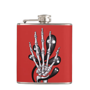 Skeleton Hand With Ghosts Hip Flask