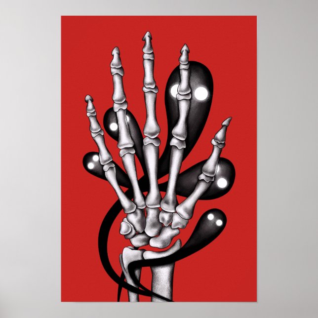 Skeleton Hand With Ghosts Poster (Front)