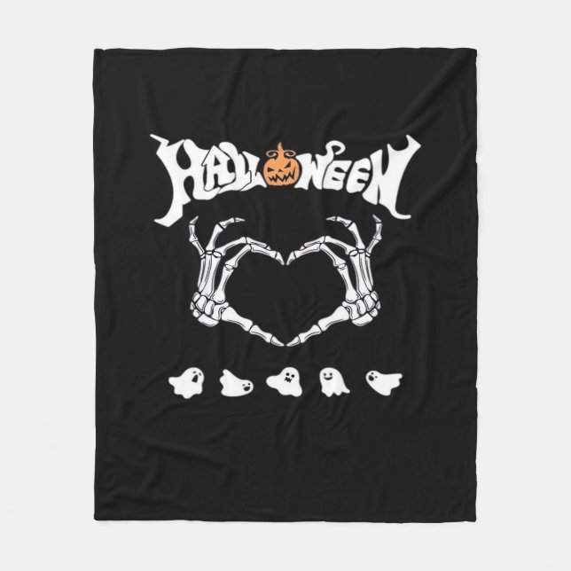 Skeleton Hand With , Halloween Design Fleece Blanket (Front)