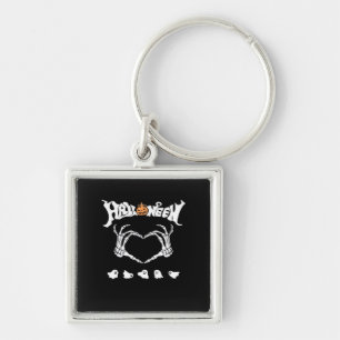 Skeleton Hand With Halloween Theme Dark Seasonal Key Ring