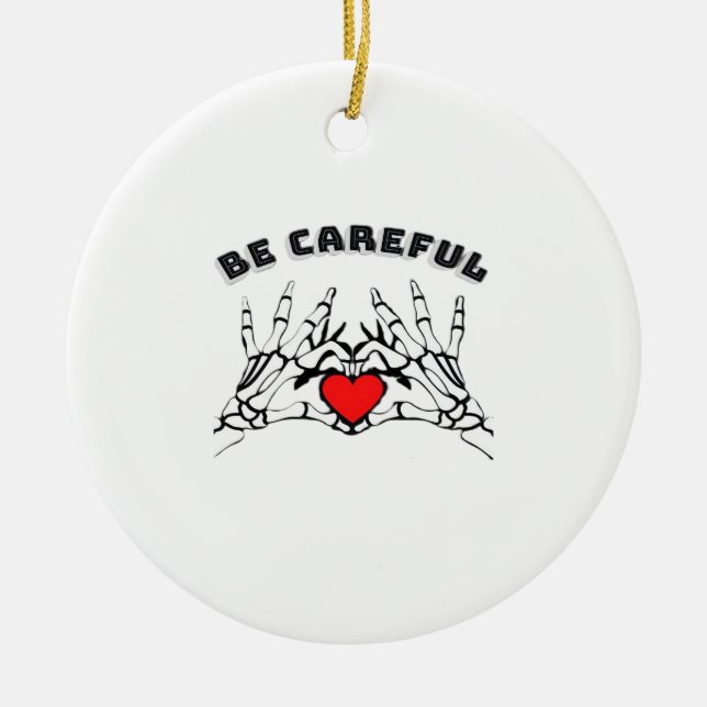 Skeleton Hand With Heart Classic Ceramic Tree Decoration (Front)