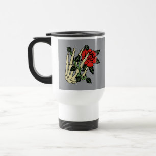 Skeleton Hand with Rose Travel Mug – Customisable